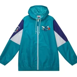Apparel Mitchell & Ness Jackets & Outerwear-Throw It Back Full Zip Windbreaker Charlotte Hornets