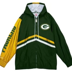 Apparel Mitchell & Ness Jackets & Outerwear-Undeniable Full Zip Windbreaker Green Bay Packers