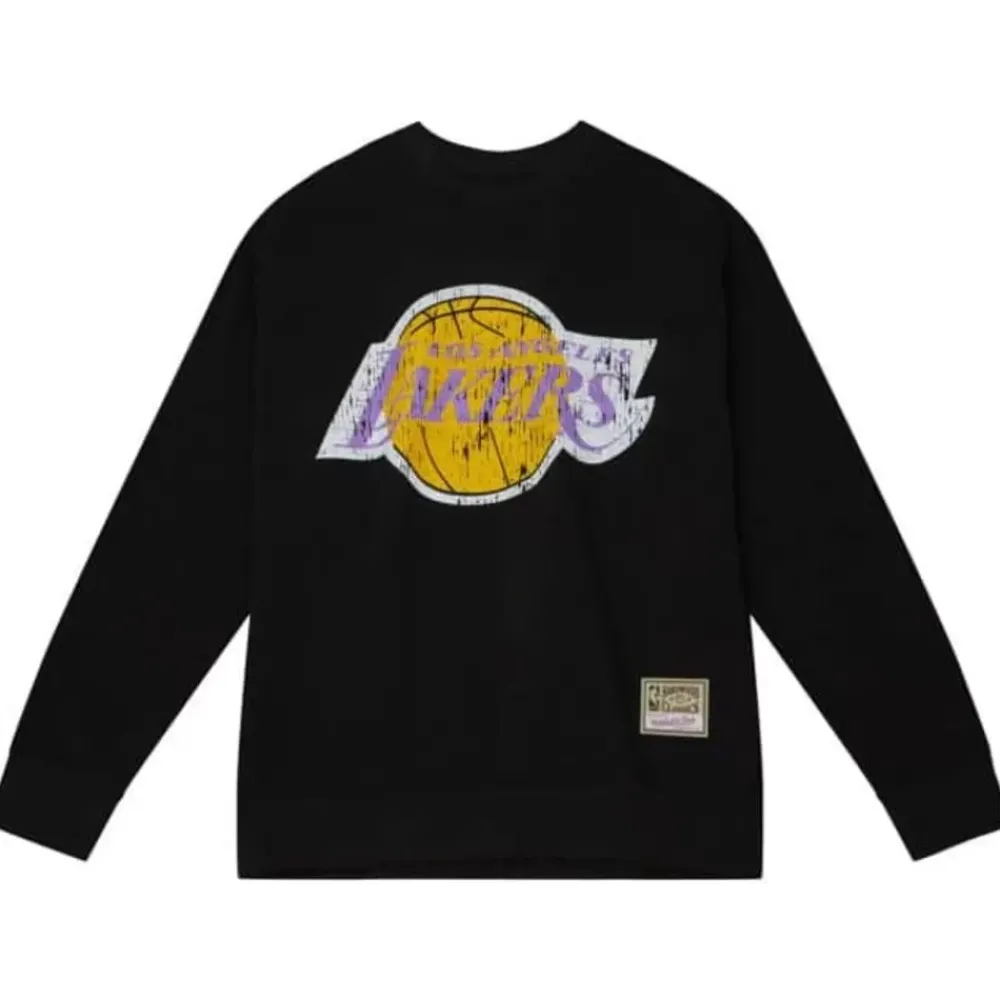 Apparel Mitchell & Ness Hoodies & Sweatshirts-Vintage Big Logo Crew Los Angeles Lakers