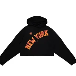 Apparel Mitchell & Ness Hoodies & Sweatshirts-Womens Big Face 4.0 Crop Hoodie New York Knicks