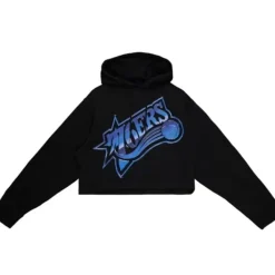 Apparel Mitchell & Ness Hoodies & Sweatshirts-Womens Big Face 4.0 Crop Hoodie Philadelphia 76Ers