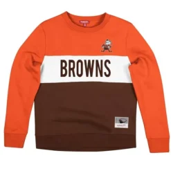 Apparel Mitchell & Ness Hoodies & Sweatshirts-Women'S Color Block Crew 2.0 Cleveland Browns