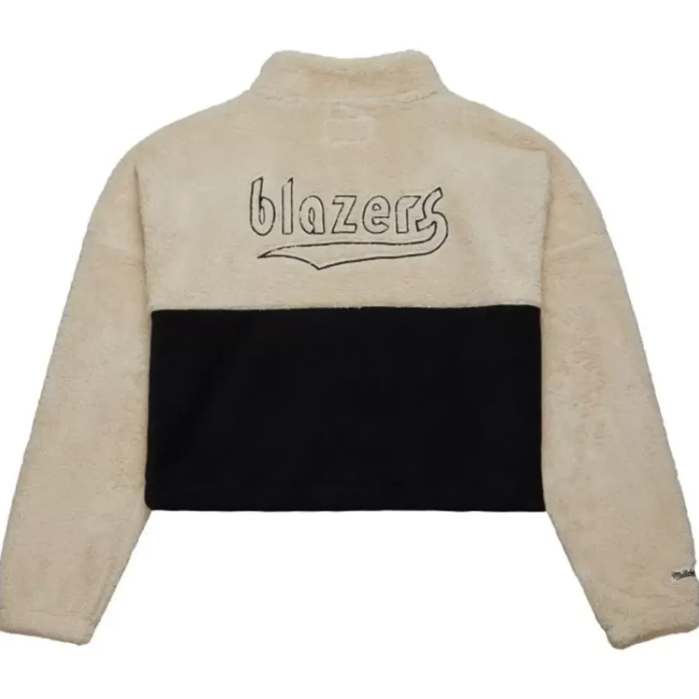 Apparel Mitchell & Ness Hoodies & Sweatshirts-Womens Cozyfield Half Zip Pullover Portland Trail Blazers