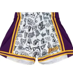 Apparel Mitchell & Ness Shorts-Womens Doodle Shorts Los Angeles Lakers