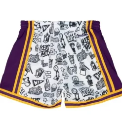 Apparel Mitchell & Ness Shorts-Womens Doodle Shorts Los Angeles Lakers