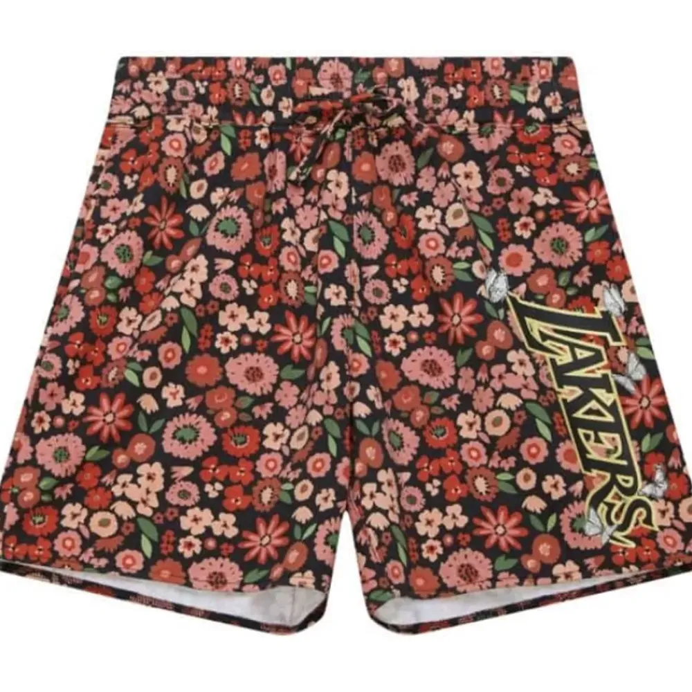 Apparel Mitchell & Ness Shorts-Womens Floral Shorts Los Angeles Lakers