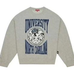 Apparel Mitchell & Ness Hoodies & Sweatshirts-Women'S Logo Lightweight Crew 3.0 University Of North Carolina