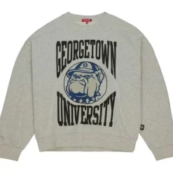 Apparel Mitchell & Ness Hoodies & Sweatshirts-Women'S Logo Lightweight Crew 3.0 Georgetown University