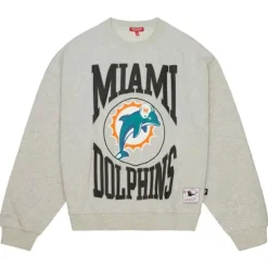 Apparel Mitchell & Ness Hoodies & Sweatshirts-Women'S Logo Lightweight Crew 3.0 Miami Dolphins
