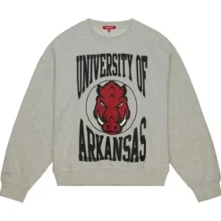 Apparel Mitchell & Ness Hoodies & Sweatshirts-Women'S Logo Lightweight Crew 3.0 University Of Arkansas