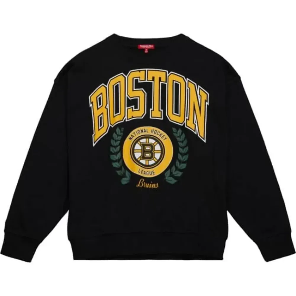 Apparel Mitchell & Ness Hoodies & Sweatshirts-Womens Logo Lt Crew 2.0 Boston Bruins