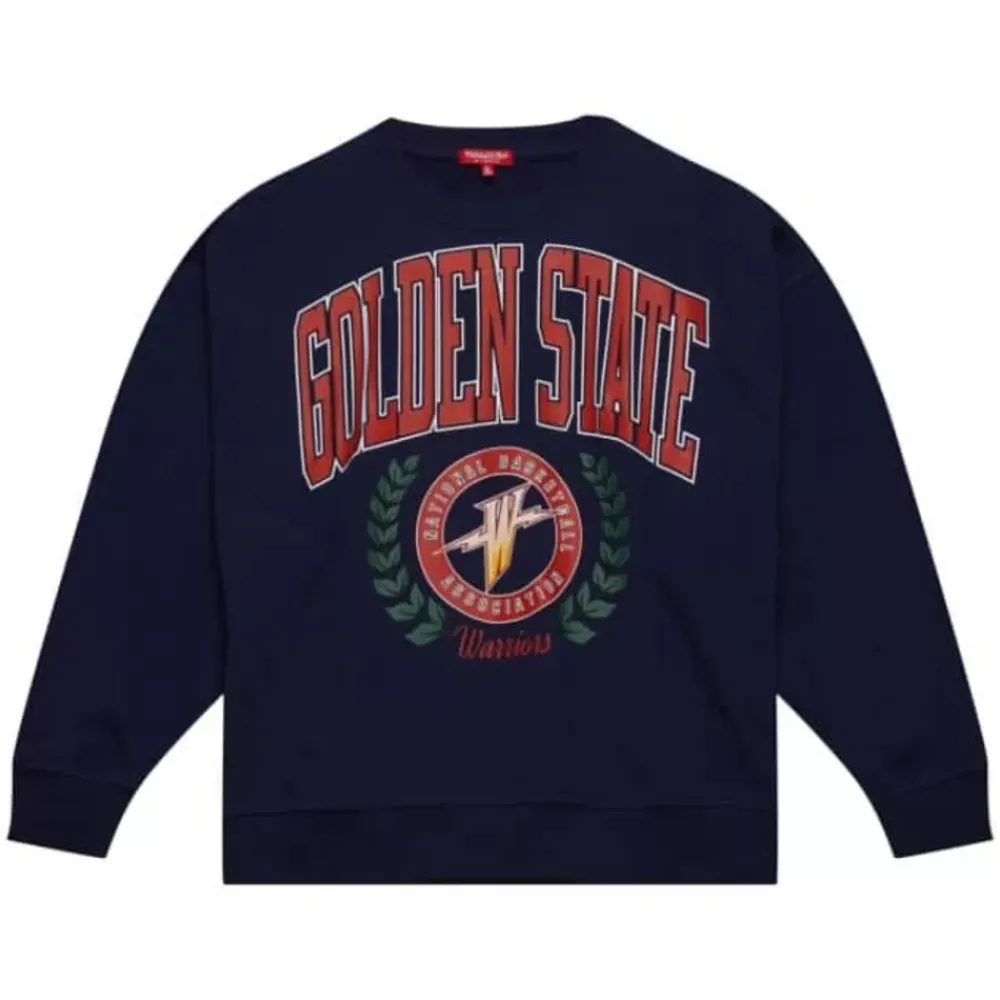 Apparel Mitchell & Ness Hoodies & Sweatshirts-Womens Logo Lt Crew 2.0 Golden State Warriors