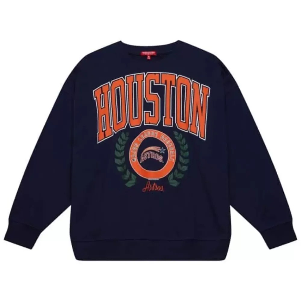 Apparel Mitchell & Ness Hoodies & Sweatshirts-Womens Logo Lt Crew 2.0 Houston Astros