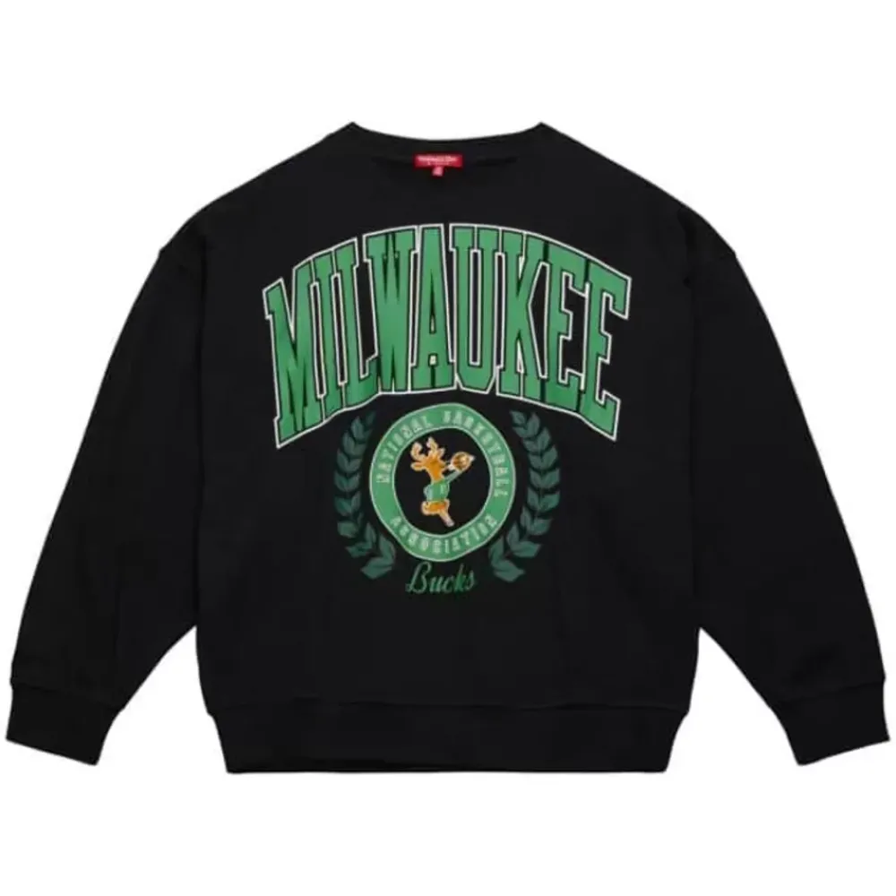Apparel Mitchell & Ness Hoodies & Sweatshirts-Womens Logo Lt Crew 2.0 Milwaukee Bucks