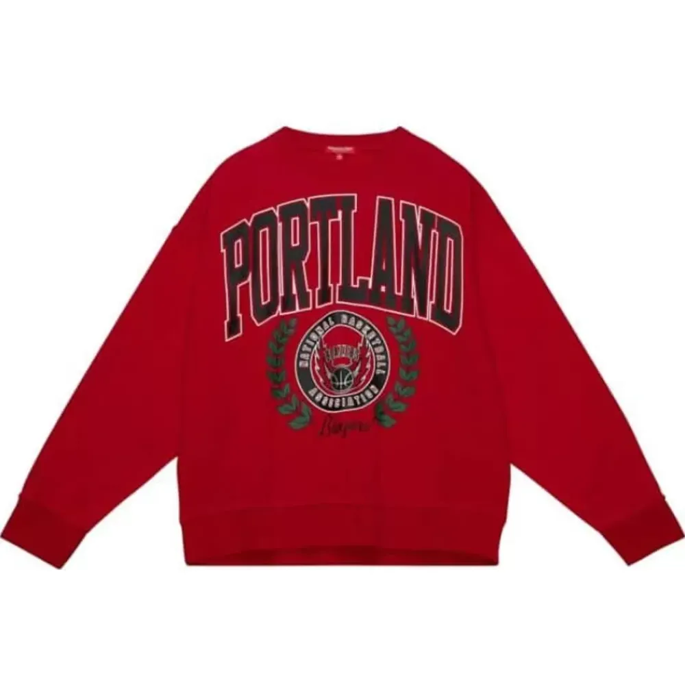 Apparel Mitchell & Ness Hoodies & Sweatshirts-Womens Logo Lt Crew 2.0 Portland Trail Blazers