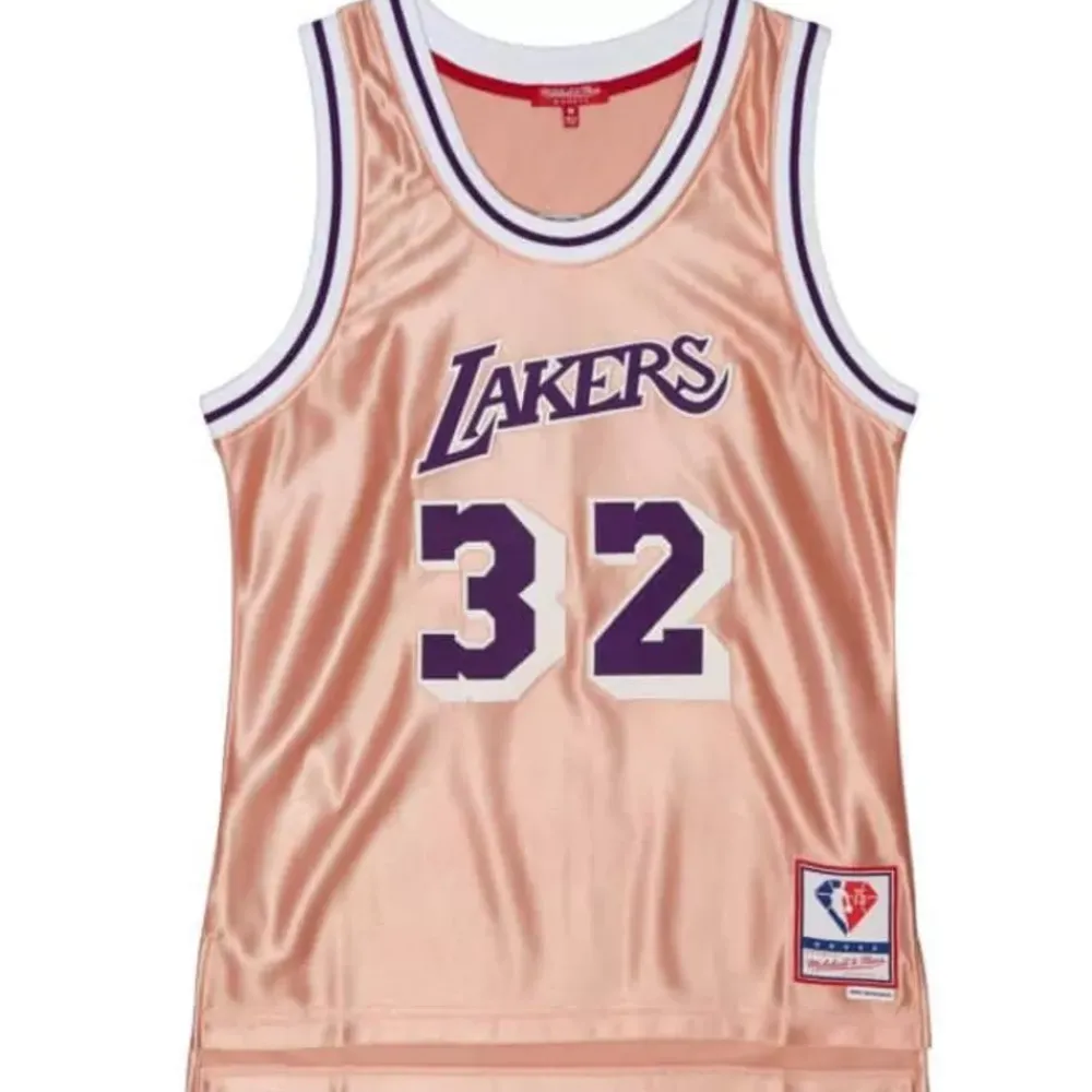 Jerseys Mitchell & Ness -Womens 75Th Anniversary Rose Gold Swingman Magic Johnson Los Angeles Lakers 1984-85 Jersey