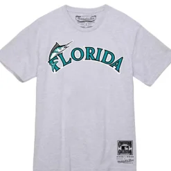 Apparel Mitchell & Ness T-Shirts & Tops-Wordmark 1 Tee Florida Marlins