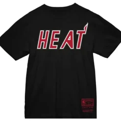 Apparel Mitchell & Ness T-Shirts & Tops-Wordmark 1 Tee Miami Heat