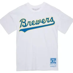 Apparel Mitchell & Ness T-Shirts & Tops-Wordmark 2 Tee Milwaukee Brewers