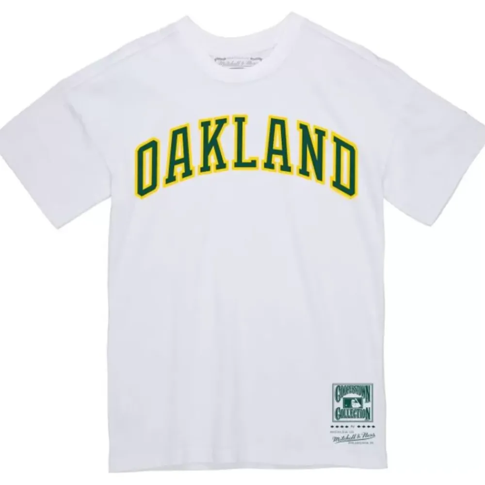 Apparel Mitchell & Ness T-Shirts & Tops-Wordmark 2 Tee Oakland Athletics