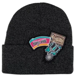Headwear Mitchell & Ness -Xl Logo Patch Knit Hwc San Antonio Spurs